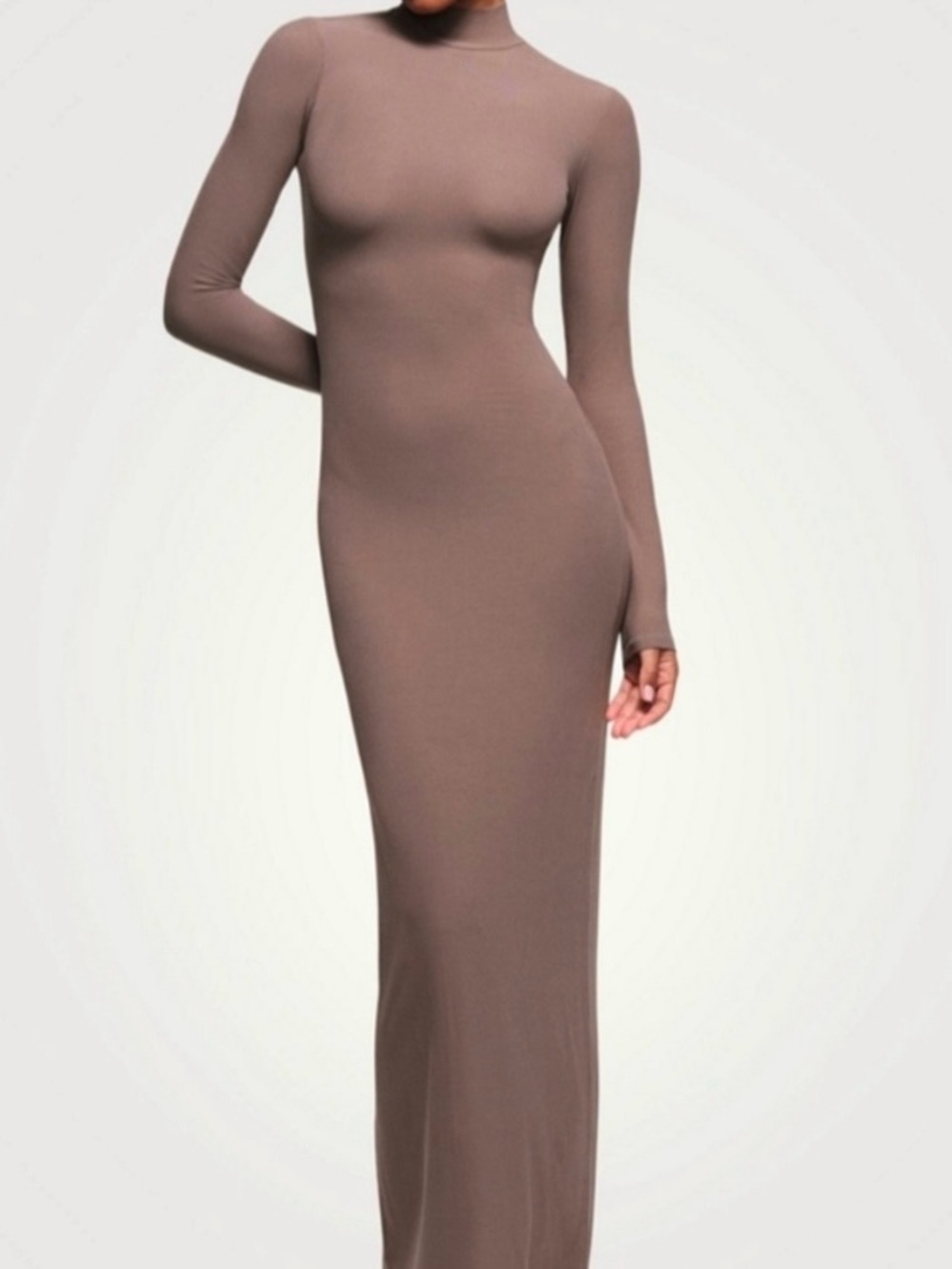 NWT Skims Taupe Long Sleeve Turtleneck Maxi Dress Size Medium